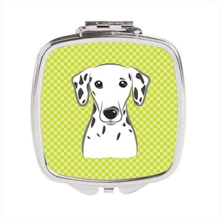 CAROLINES TREASURES Carolines Treasures BB1272SCM Checkerboard Lime Green Dalmatian Compact Mirror; 2.75 x 3 x .3 In. BB1272SCM